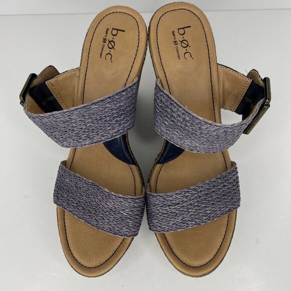 B.0.C Born Concept Purple Blue Weave Womens Size 9 Strap Wedge Sandals - Picture 5 of 9